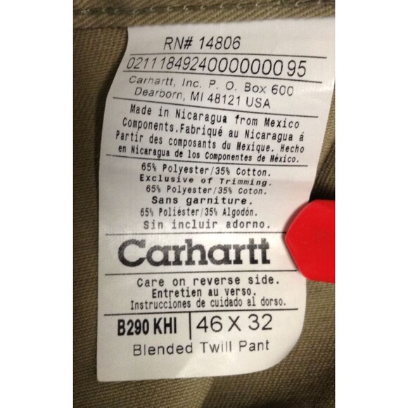 Carhartt Pants Men 46x32 Beige Blended Twill Workwear Chino Slacks Trousers - Picture 10 of 11